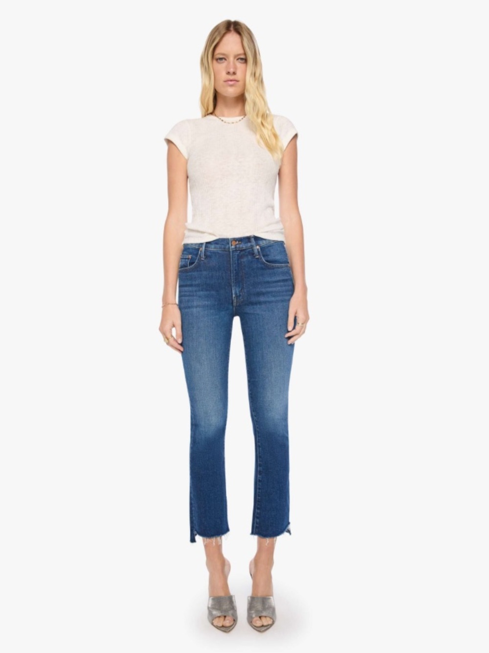 MOTHER The Insider Crop Step Fray Jeans in Cosmic Cowgirl